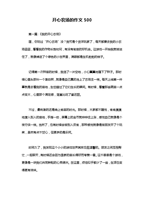 开心农场的作文500
