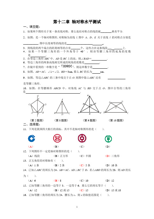 第十二章 轴对称水平测试