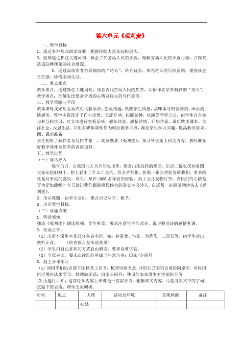 七年级语文下册 第六单元《观刈麦》教学设计 苏教版