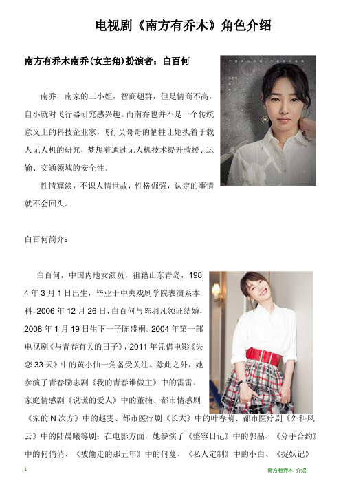 电视剧《南方有乔木》角色介绍