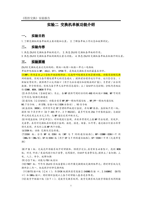程控交换机单板功能介绍