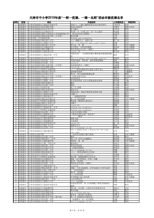 天津市中小学2018年度一师一优课、一课一名师活动市级
