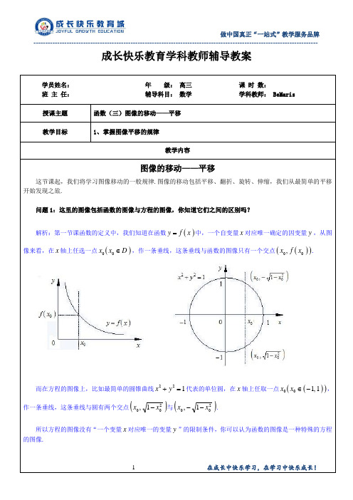 函数(三)图像的移动——平移