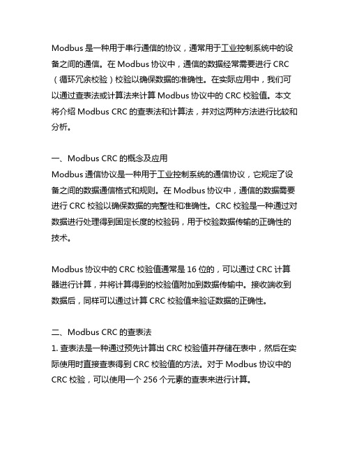 modbus crc 查表法与计算法