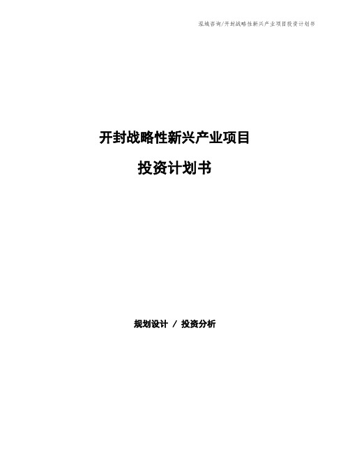 开封战略性新兴产业项目投资计划书