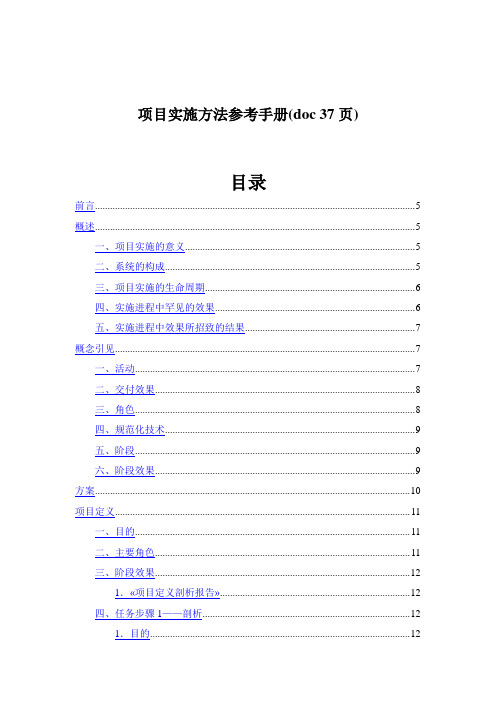 项目实施方法参考手册(doc 37页)