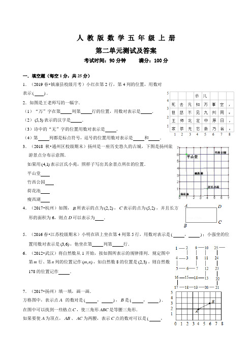 人教版数学五年级上册第二单元综合测试(附答案)