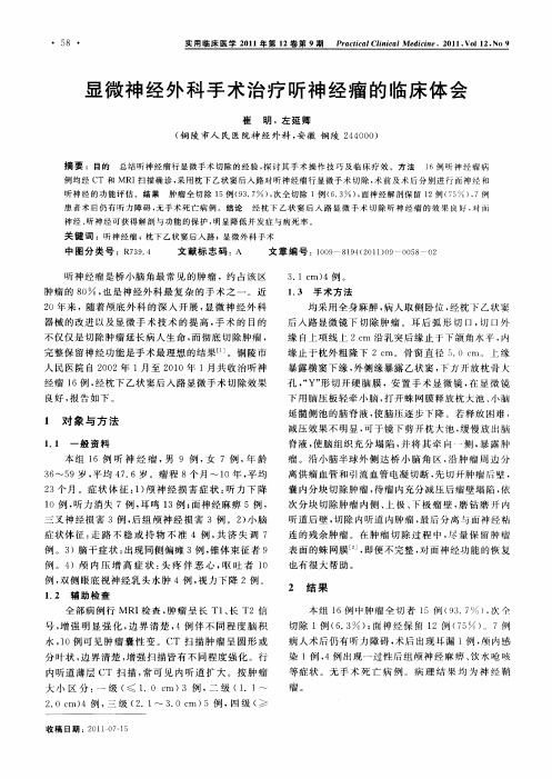 显微神经外科手术治疗听神经瘤的临床体会