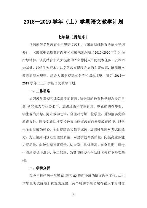 2018—2019七语文教学计划