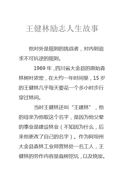 王健林励志人生故事