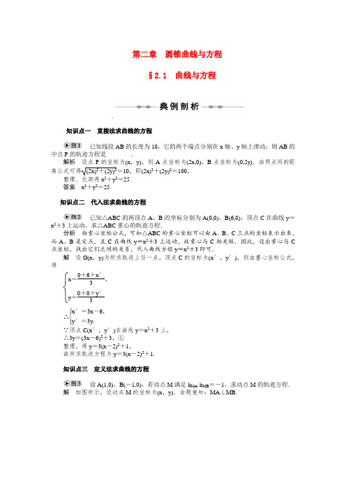 高中数学 第2章 圆锥曲线与方程 2.1 曲线与方程同步精品学案 新人教a版选修2