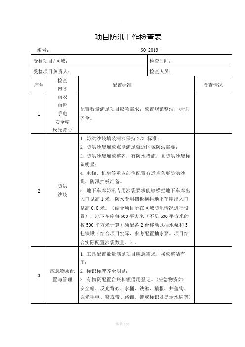 防汛工作检查表(参考)