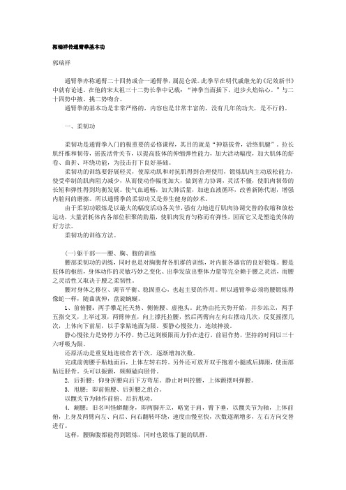 郭瑞祥传通臂拳基本功