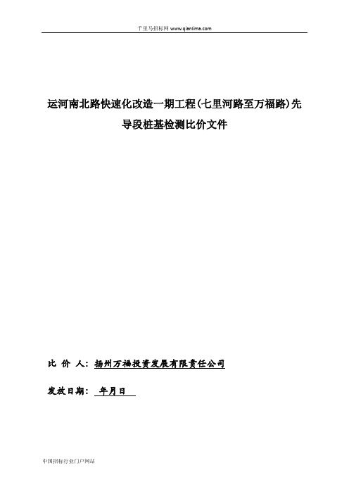 快速化改造工程先导段桩基检测比价招投标书范本