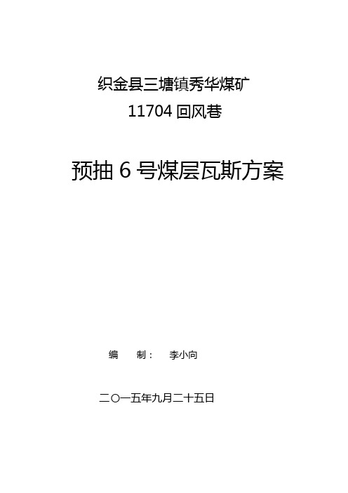 11704瓦斯预抽6号层专项措施