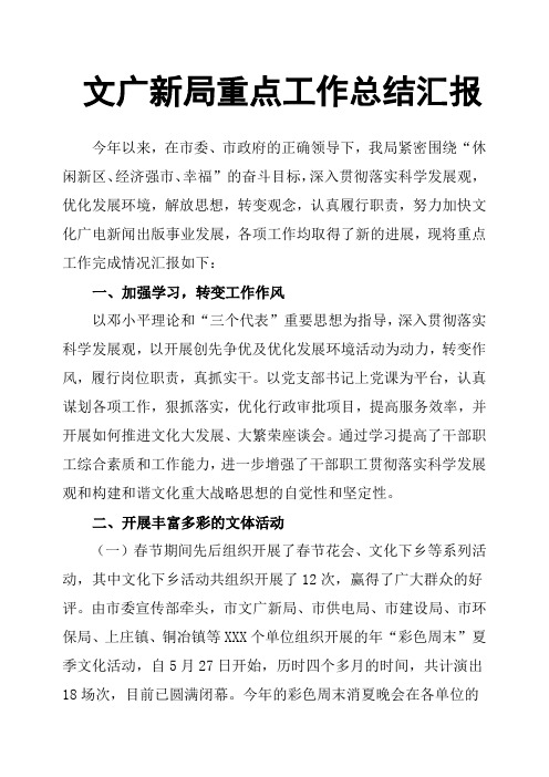 文广新局重点工作总结汇报