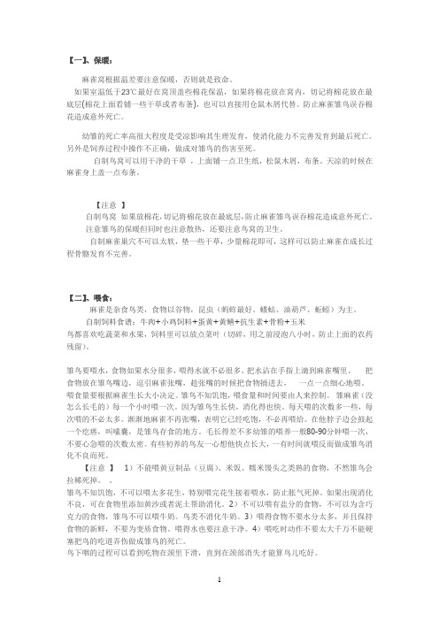 如何喂养麻雀参考资料