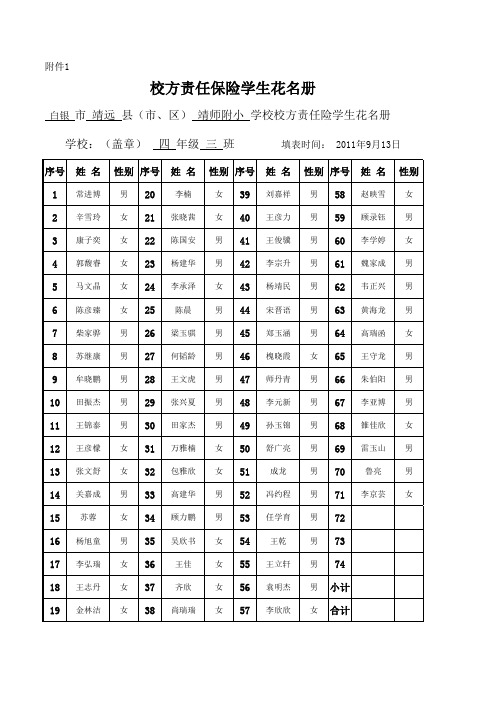 校方责任保险学生花名册16
