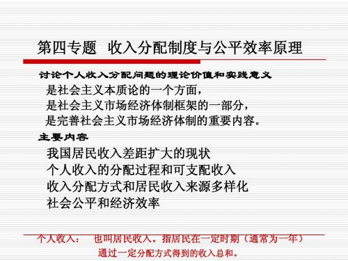 专题  收入分配制度与公平效率原理