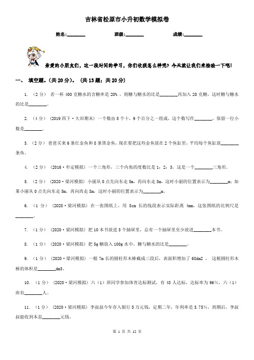 吉林省松原市小升初数学模拟卷