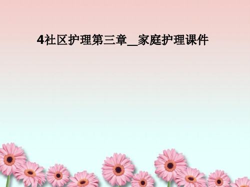 4社区护理第三章家庭护理课件PPT课件