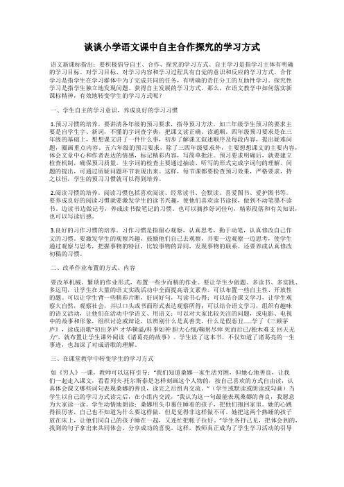 谈谈小学语文课中自主合作探究的学习方式