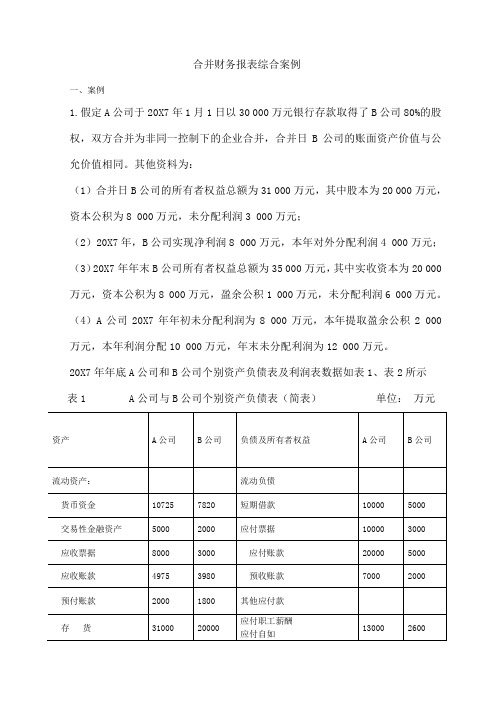 合并财务报表案例分析