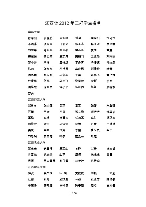 江西三好学生优干优秀班级表彰文件