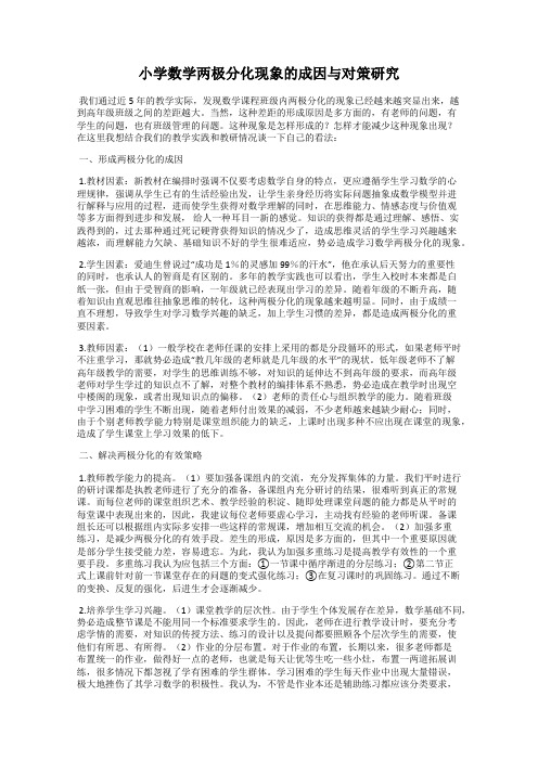 小学数学两极分化现象的成因与对策研究