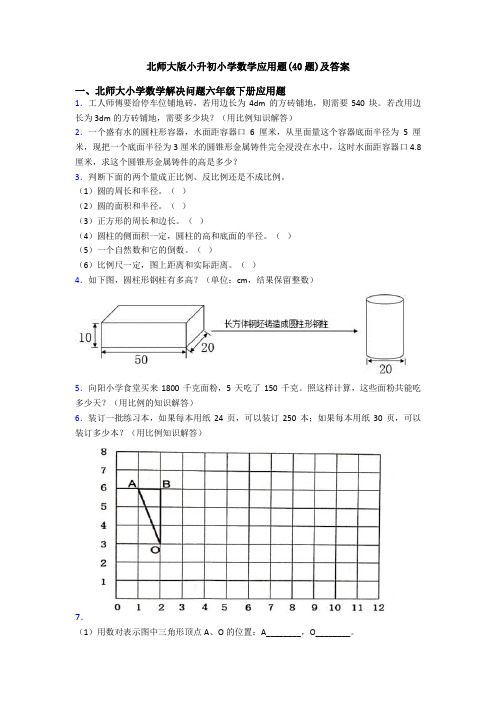 北师大版小升初小学数学应用题(40题)及答案