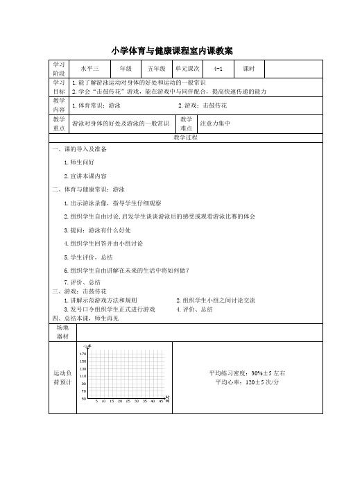 小学体育与健康课程室内课教案
