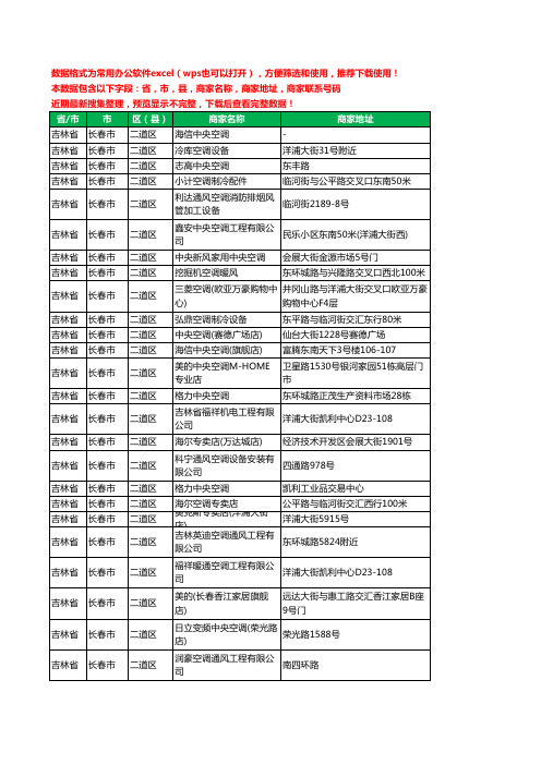 新版吉林省长春市二道区中央空调工商企业公司名录名单黄页大全45家