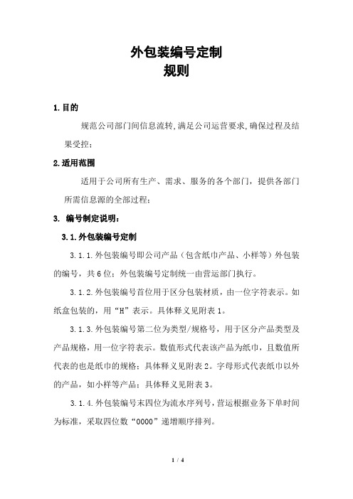 外包装编号定制规则