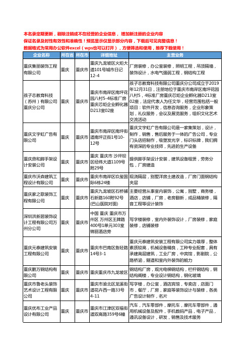新版重庆市厂房设计工商企业公司商家名录名单联系方式大全20家