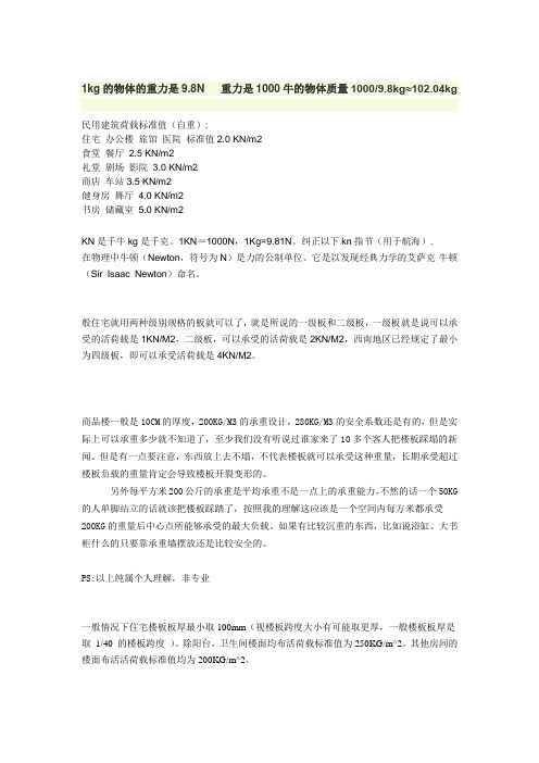 民用建筑荷载标准值