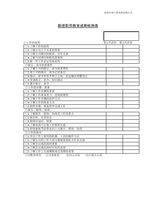 新进职员教育成果检测