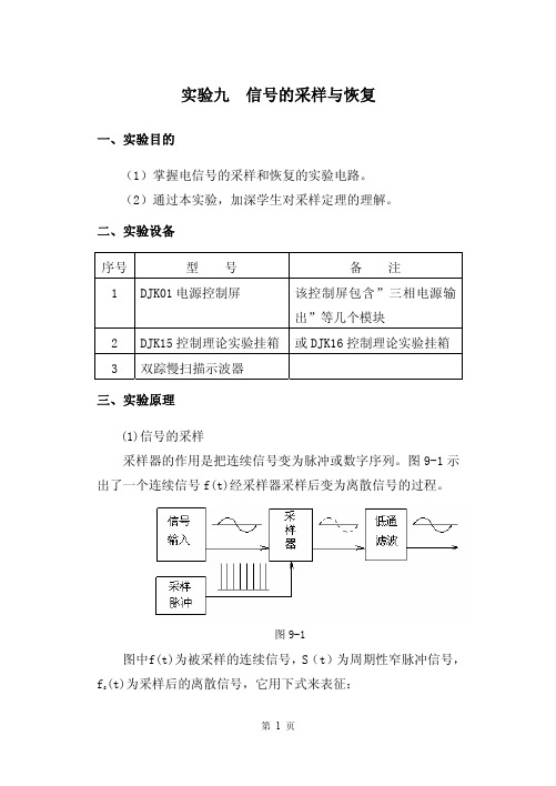 实验九信号的采样与恢复