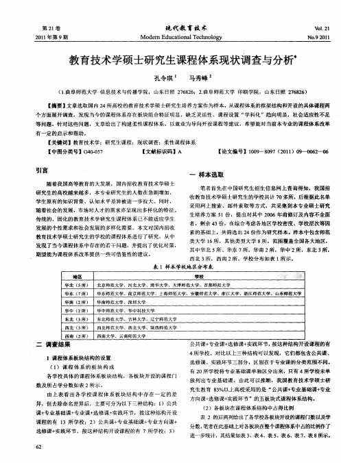 教育技术学硕士研究生课程体系现状调查与分析