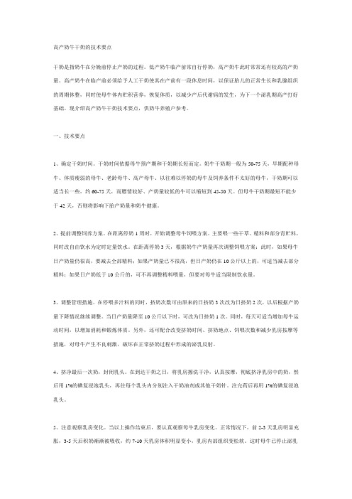 高产奶牛干奶的技术要点