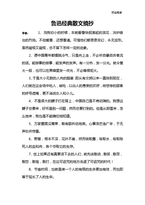 鲁迅经典散文摘抄