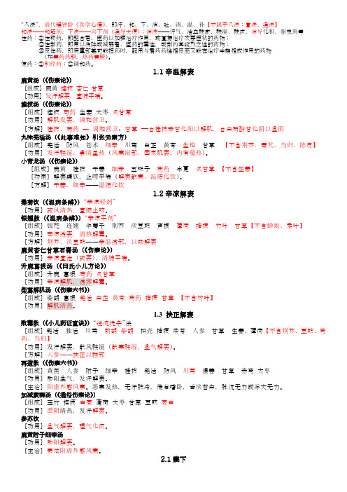 2014年中医执业医师笔试速记-方剂满分-功用组成.