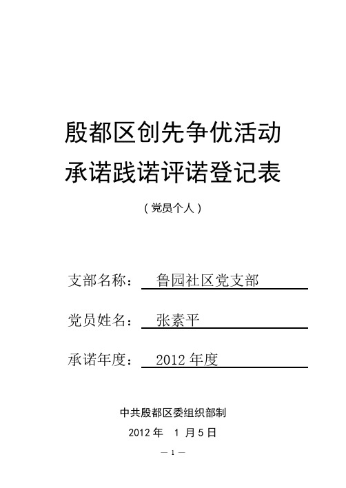 党员个人承诺践诺评诺登记表