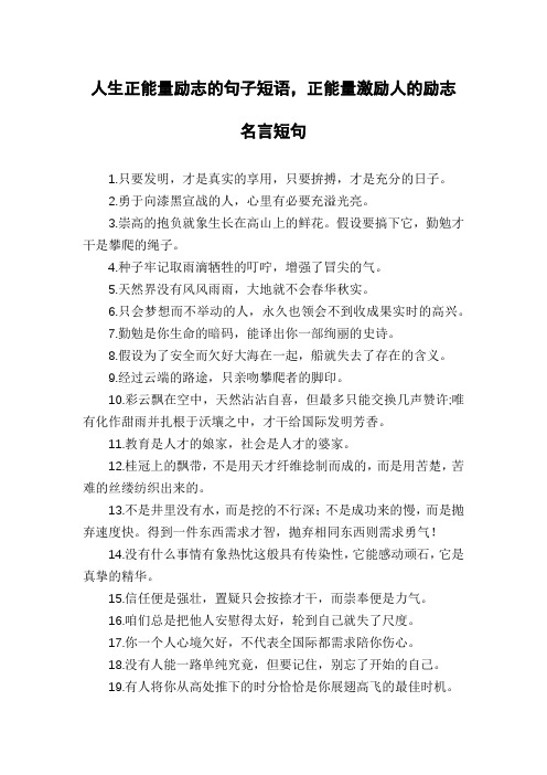 人生正能量励志的句子短语,正能量激励人的励志名言短句