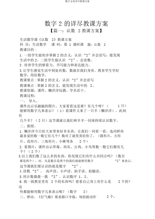 数字2的详细教案