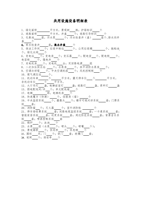业共用设施设备明细表