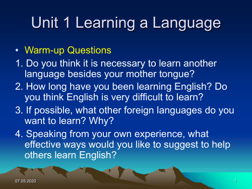 Unit1  Learning_a_languagePPT精选文档