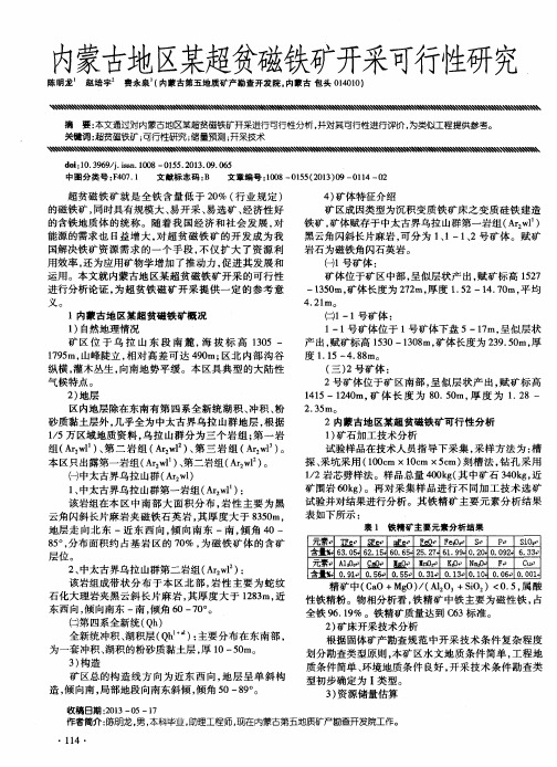 内蒙古地区某超贫磁铁矿开采可行性研究