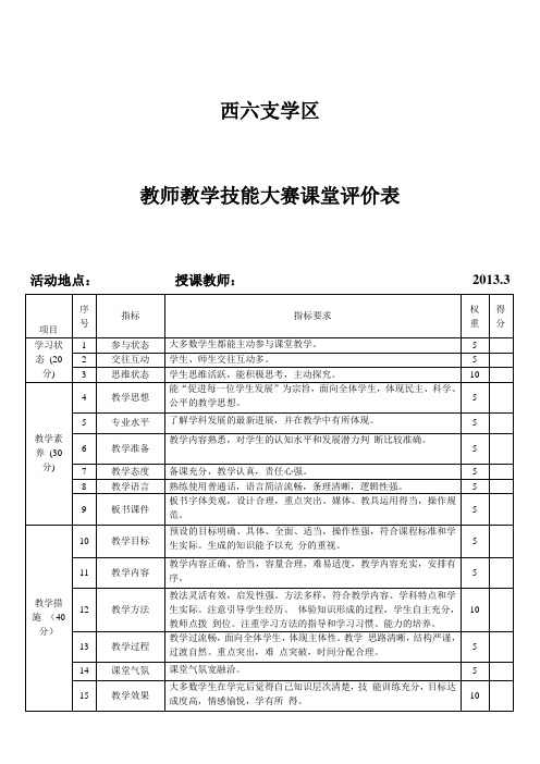 教师技能大赛-评分表(新)