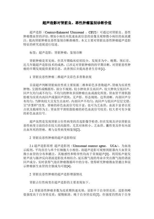 超声造影对肾脏良、恶性肿瘤鉴别诊断价值
