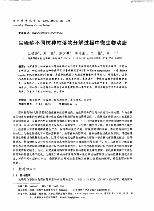 尖峰岭不同树种枯落物分解过程中微生物动态
